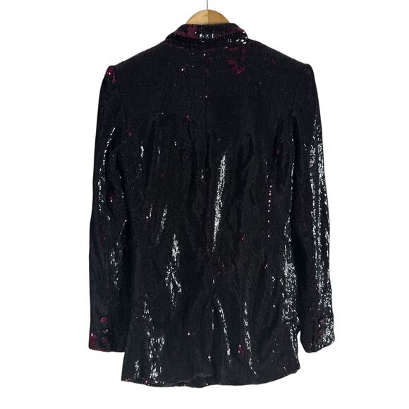 Badgley Mischka Black Pink Reverse Sequined Party Cocktail Blazer Jacket 4 - Picture 13 of 16